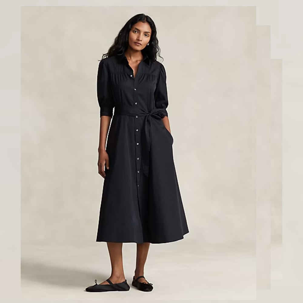 Ralph Lauren Black Button-Down Midi Dress